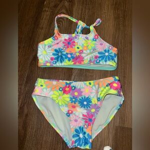 Girls Cat and Jack Swimsuit Size Medium 8-10 Floral Two Piece